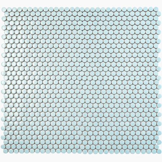 Light Blue Buttons Porcelain Penny Round Tile | Tile Club