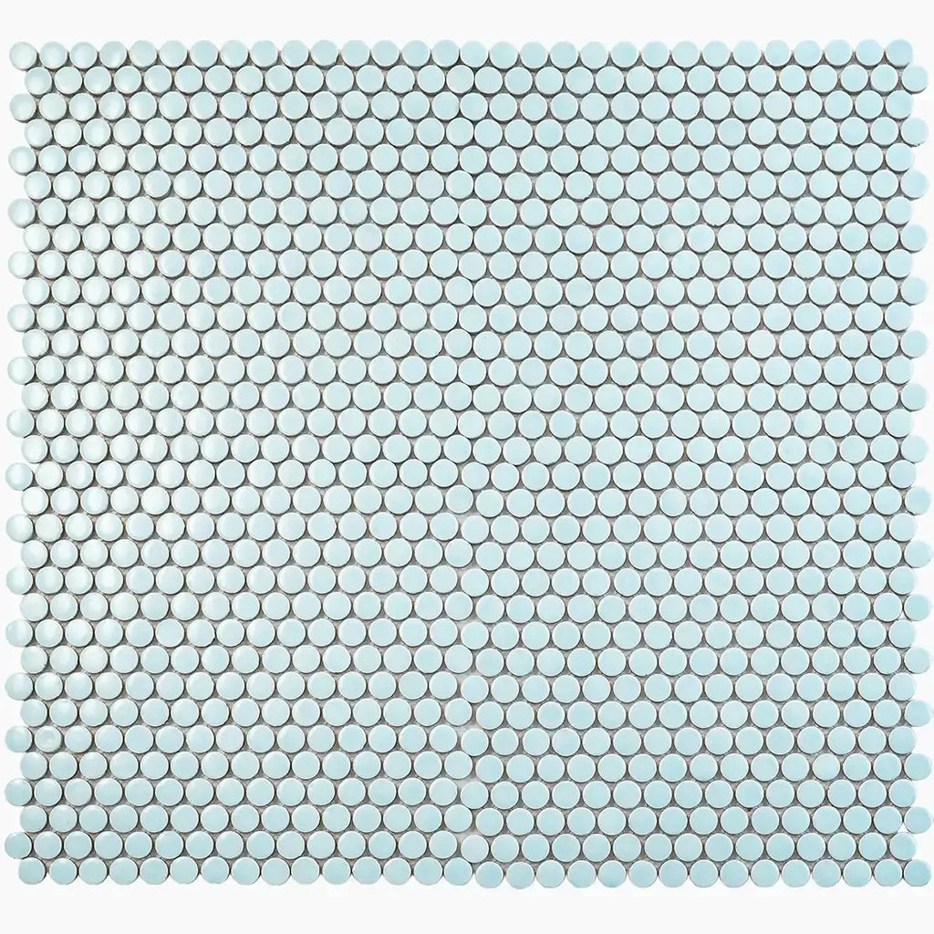 Light Blue Buttons Porcelain Penny Round Tile | Tile Club