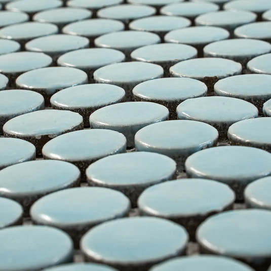Light Blue Buttons Porcelain Penny Round Tile | Tile Club