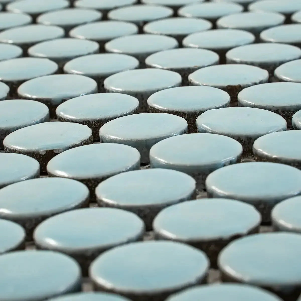 Light Blue Buttons Porcelain Penny Round Tile | Tile Club