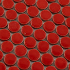 Red Buttons Porcelain Penny Round Tile | Tile Club