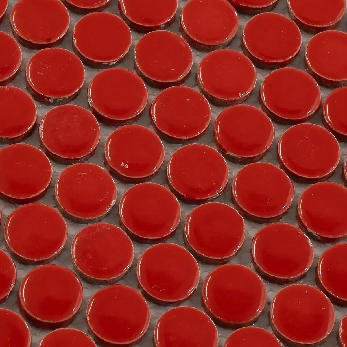 Red Buttons Porcelain Penny Round Tile | Tile Club