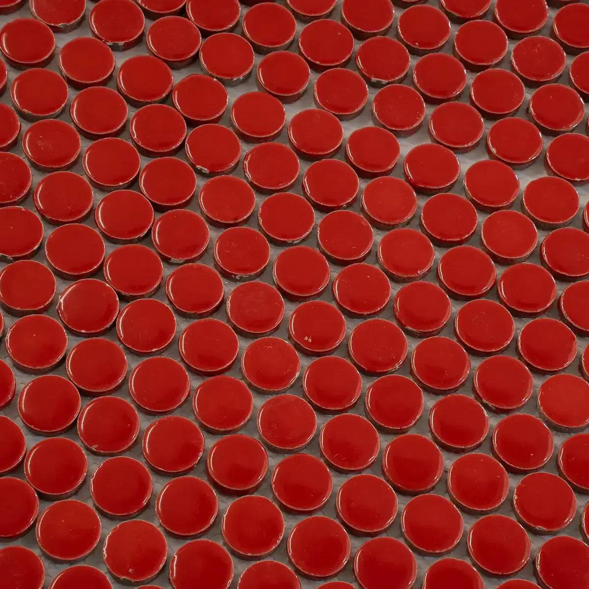 Red Buttons Porcelain Penny Round Tile | Tile Club