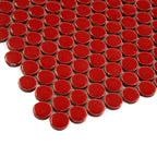 Red Buttons Porcelain Penny Round Tile | Tile Club