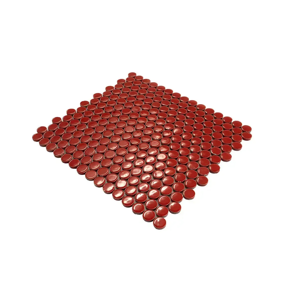 Red Buttons Porcelain Penny Round Tile | Tile Club