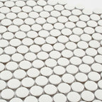 Matte White Buttons Porcelain Penny Round Tile | Tile Club