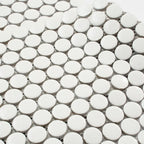 Matte White Buttons Porcelain Penny Round Tile | Tile Club