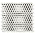 Matte White Buttons Porcelain Penny Round Tile | Tile Club
