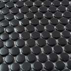 Matte Black Buttons Porcelain Penny Round Tile | Tile Club