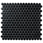Matte Black Buttons Porcelain Penny Round Tile | Tile Club