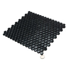 Matte Black Buttons Porcelain Penny Round Tile | Tile Club