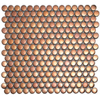 Metallic Bronze Buttons Porcelain Penny Round Tile | Tile Club