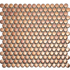Metallic Bronze Buttons Porcelain Penny Round Tile | Tile Club