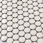 Glossy Cream Buttons Porcelain Penny Round Tile | Tile Club