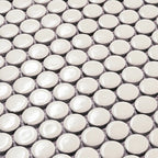 Glossy Cream Buttons Porcelain Penny Round Tile | Tile Club