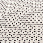 Glossy Cream Buttons Porcelain Penny Round Tile | Tile Club