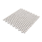 Glossy Cream Buttons Porcelain Penny Round Tile | Tile Club