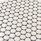 Glossy Cream Buttons Porcelain Penny Round Tile | Tile Club