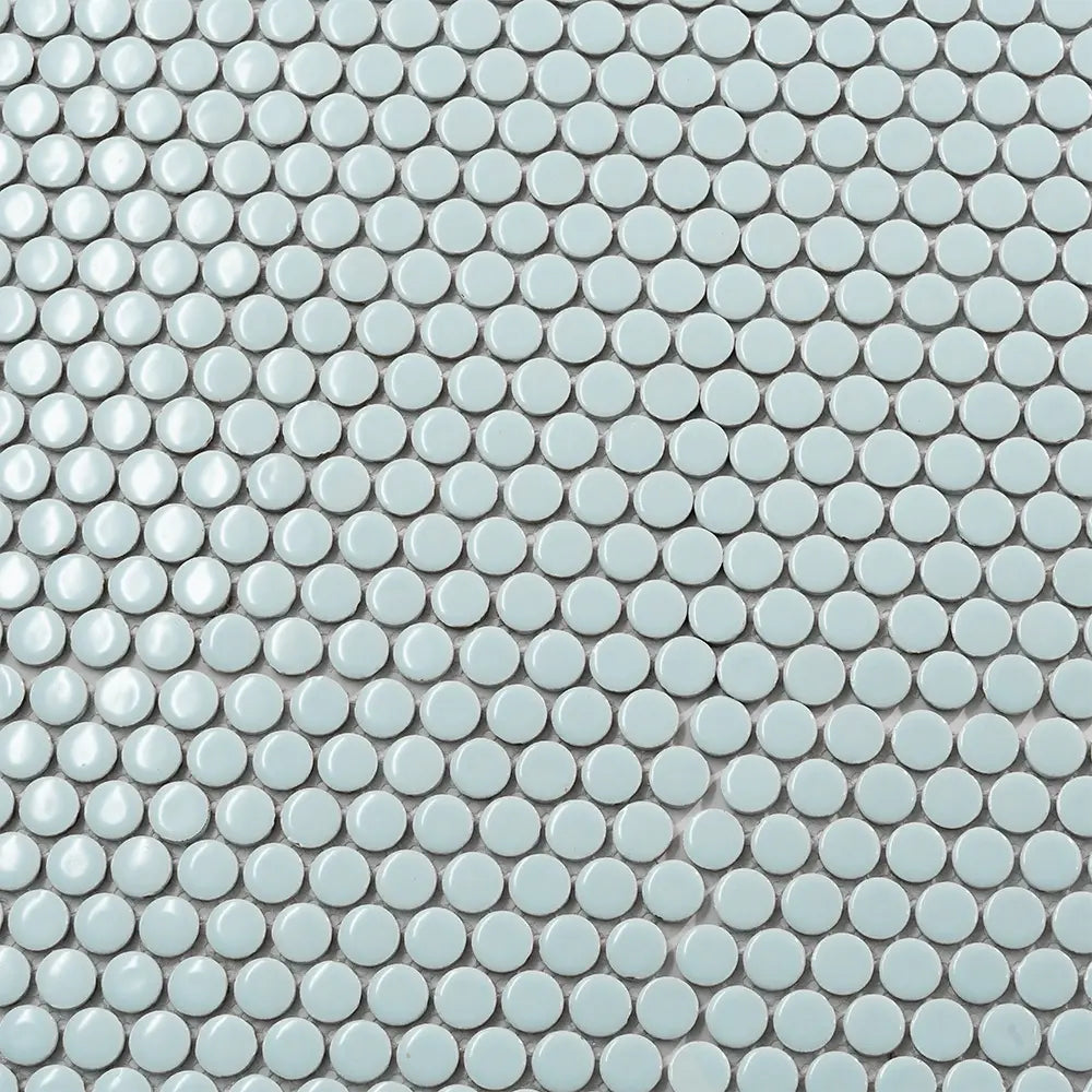 Pale Blue Buttons Porcelain Penny Round Tile | Tile Club