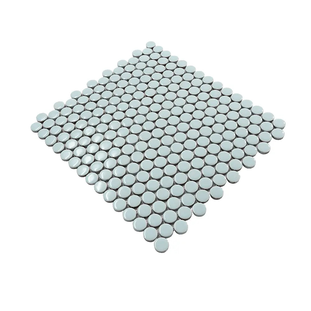 Pale Blue Buttons Porcelain Penny Round Tile | Tile Club