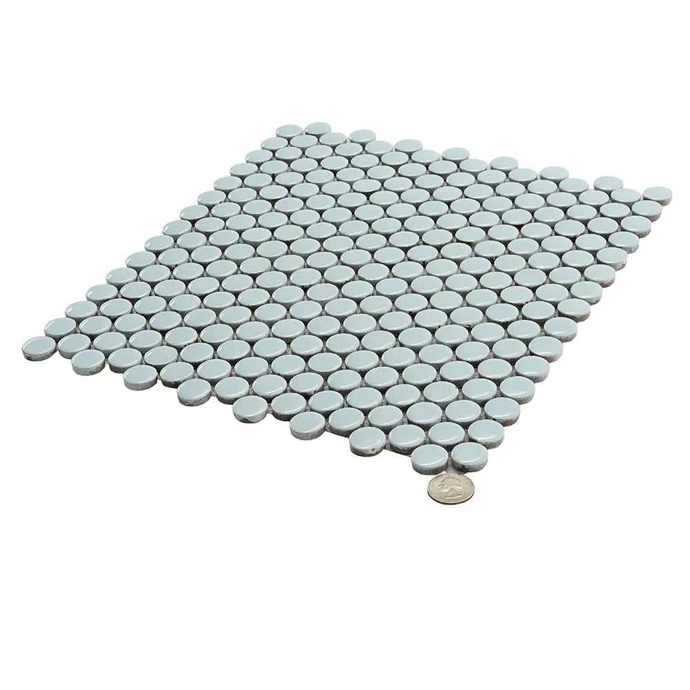 Pale Blue Buttons Porcelain Penny Round Tile | Tile Club