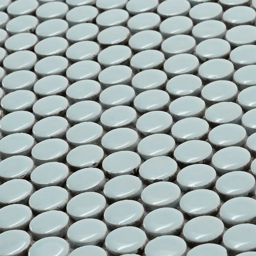 Pale Blue Buttons Porcelain Penny Round Tile | Tile Club