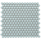 Pale Blue Buttons Porcelain Penny Round Tile | Tile Club