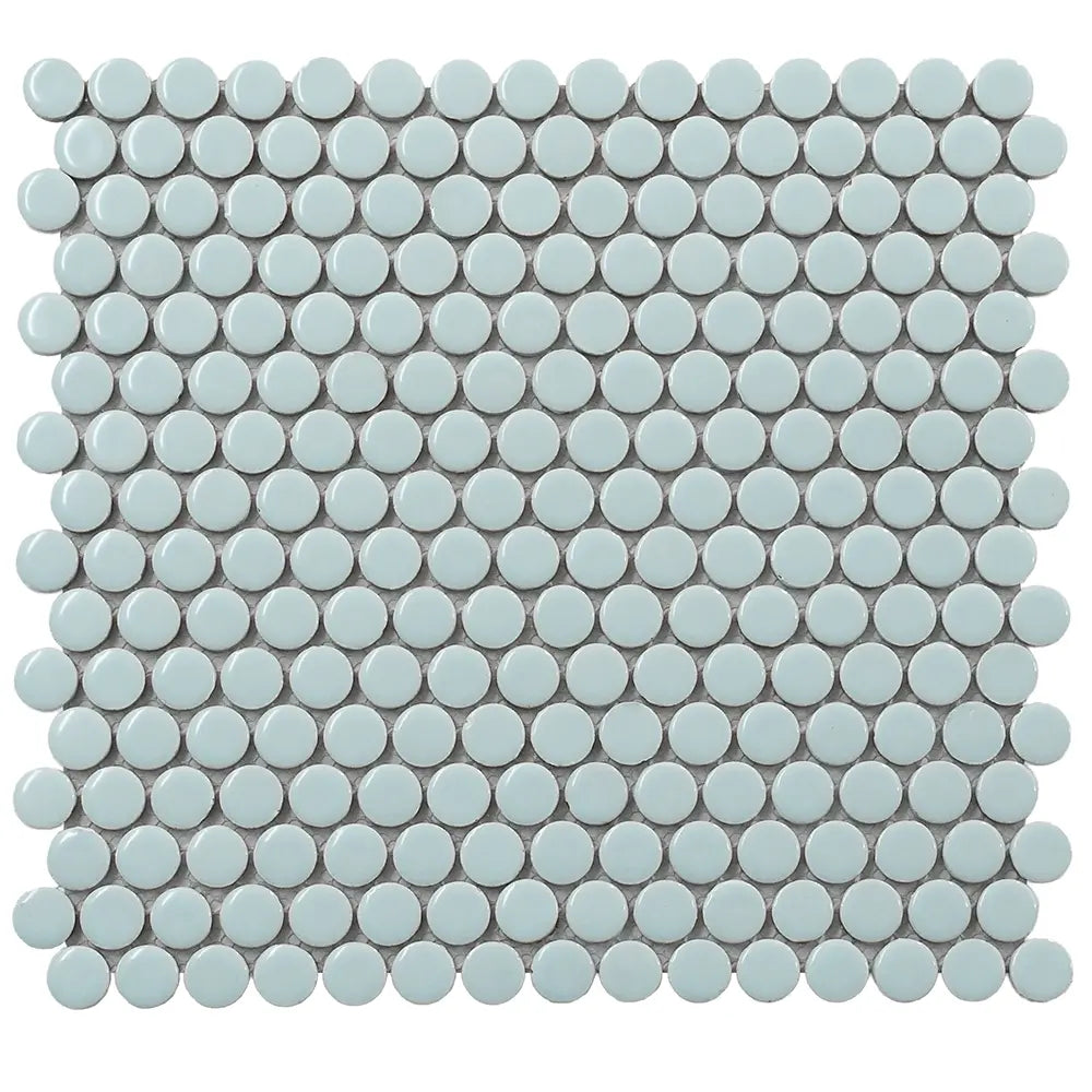 Pale Blue Buttons Porcelain Penny Round Tile | Tile Club