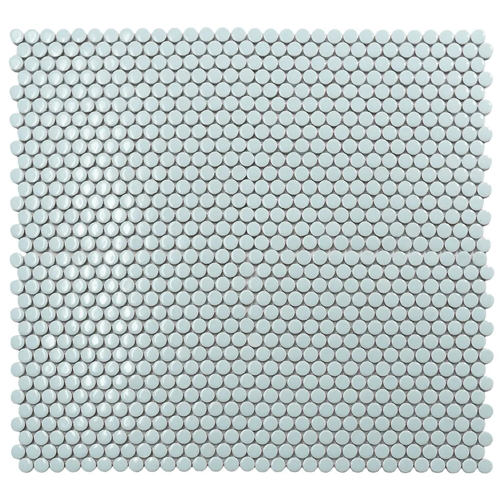 Pale Blue Buttons Porcelain Penny Round Tile | Tile Club