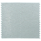 Pale Blue Buttons Porcelain Penny Round Tile | Tile Club