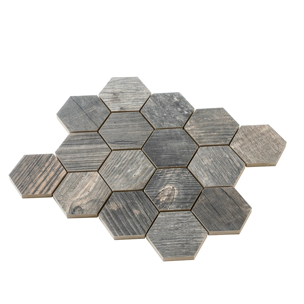 Gems Hex Agata Reclaimed Wood Look Tile | Tile Club