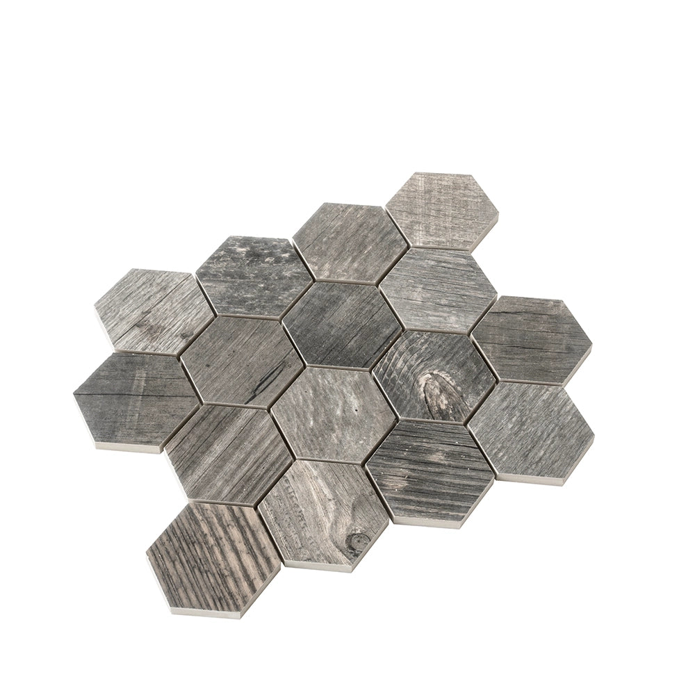 Gems Hex Agata Reclaimed Wood Look Tile | Tile Club