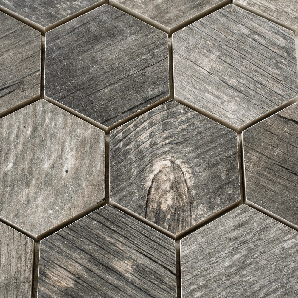 Gems Hex Agata Reclaimed Wood Look Tile | Tile Club
