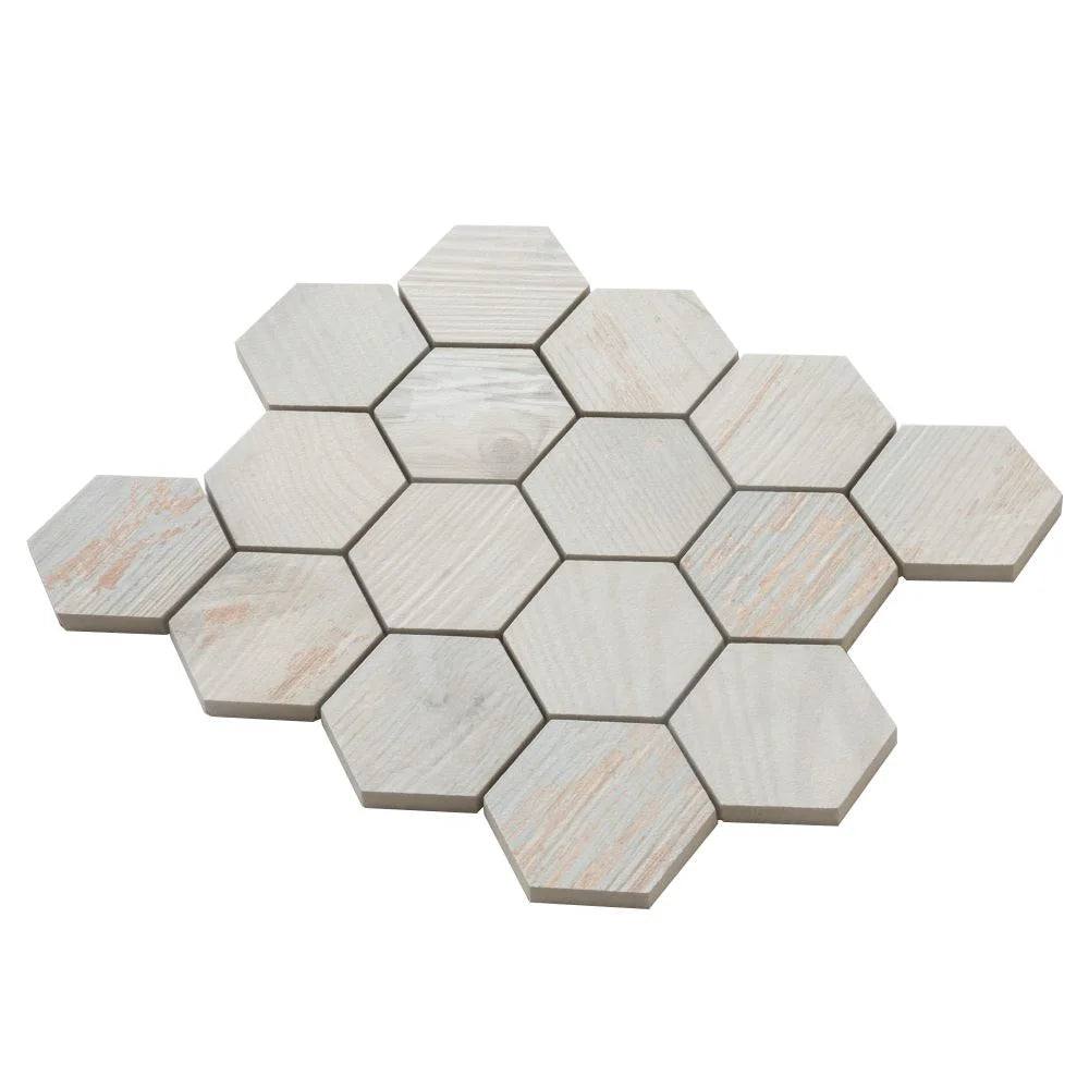 Painted Wood Hex White | Tile Club