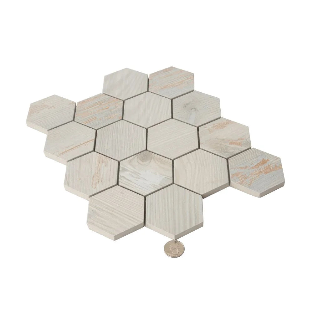 Painted Wood Hex White | Tile Club