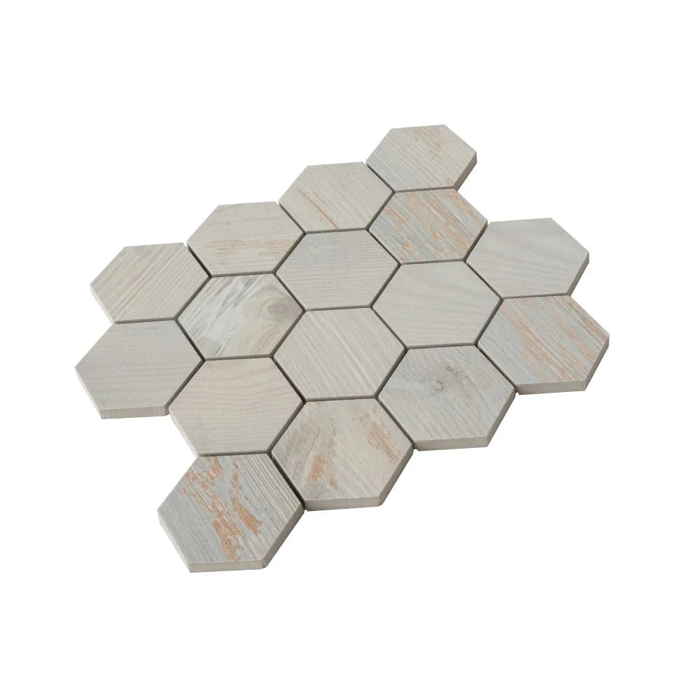 Painted Wood Hex White | Tile Club