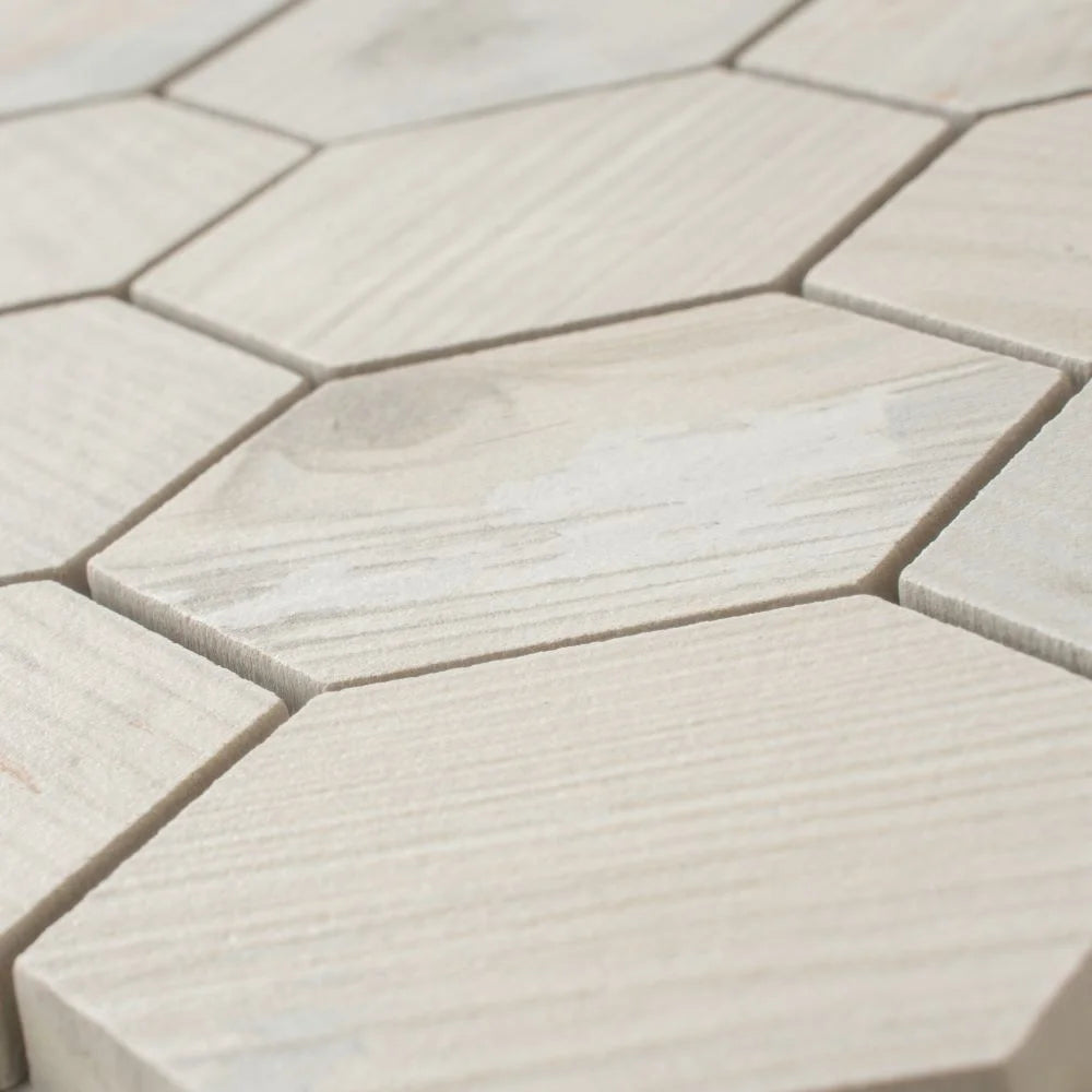 Painted Wood Hex White | Tile Club