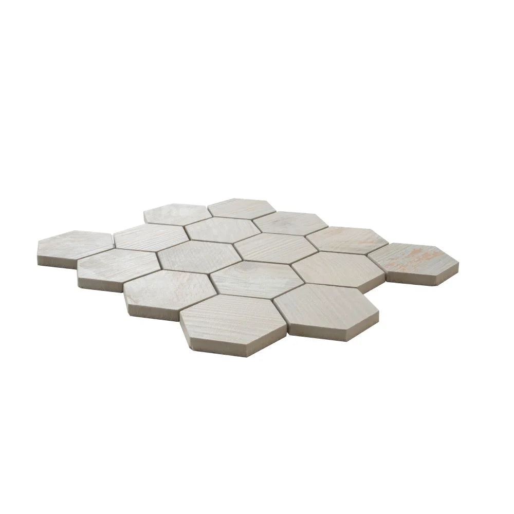 Painted Wood Hex White | Tile Club