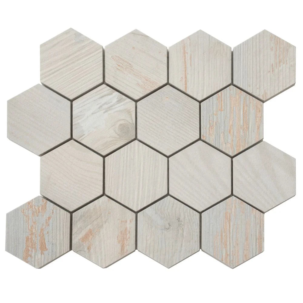 Painted Wood Hex White | Tile Club