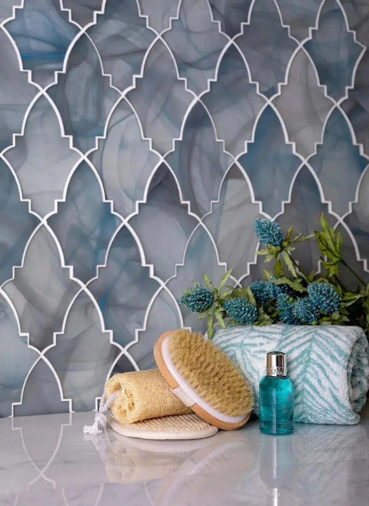 Sea Glass Louvre Blue Mosaic Tile