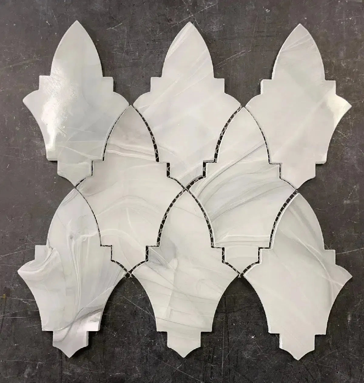 Sea Glass Louvre Platinum White Mosaic Tile | Tile Club