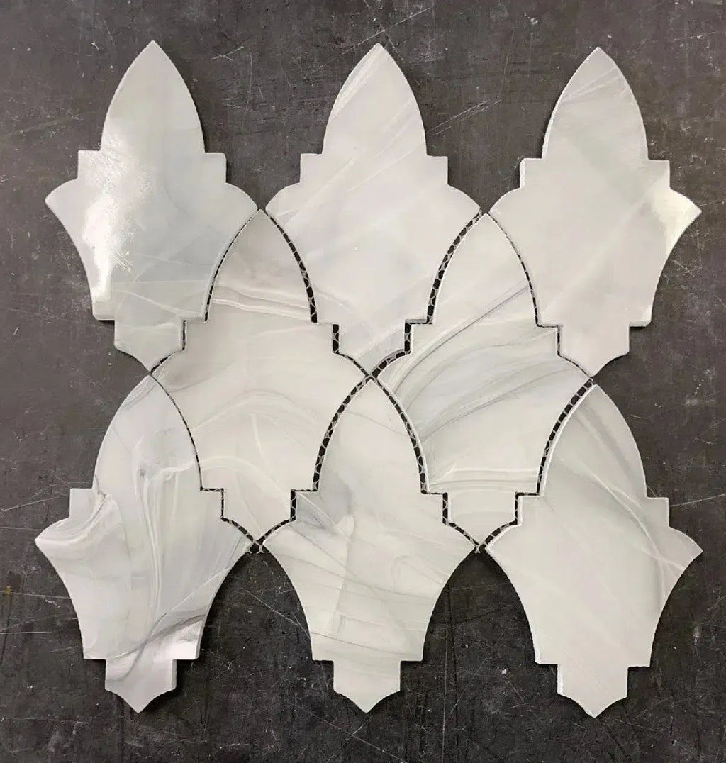 Sea Glass Louvre Platinum White Mosaic Tile | Tile Club