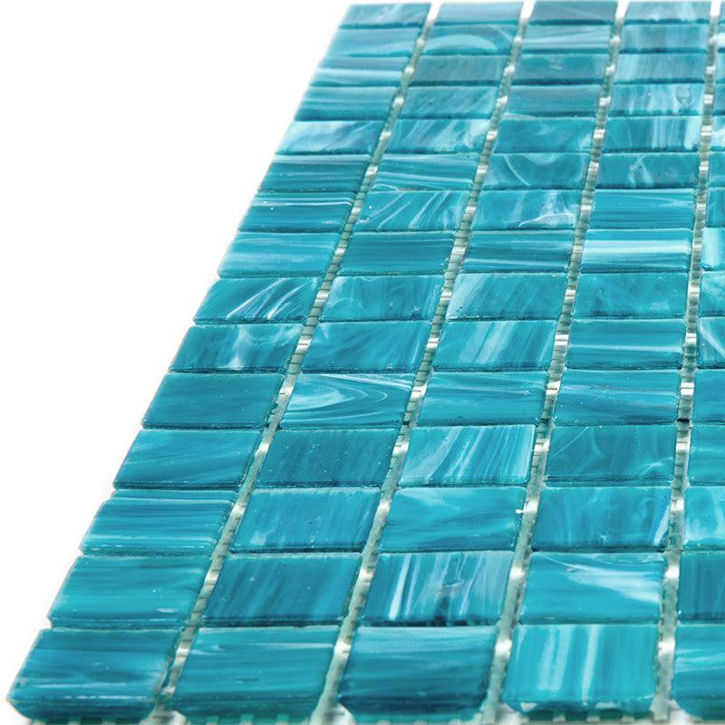 Ocean Blue Mixed Squares Glass Pool Tile | Tile Club