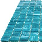 Ocean Blue Mixed Squares Glass Pool Tile | Tile Club