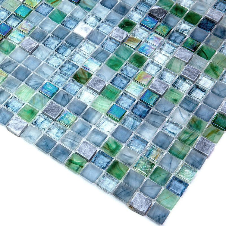 Opal Shimmer Mixed Squares Glass Tile | Tile Club