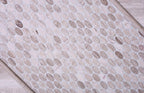 Oval Wooden Beige Marble Mosaic Tile | Tile Club