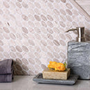 Oval Wooden Beige Marble Mosaic Tile for a Rustic Bathroom