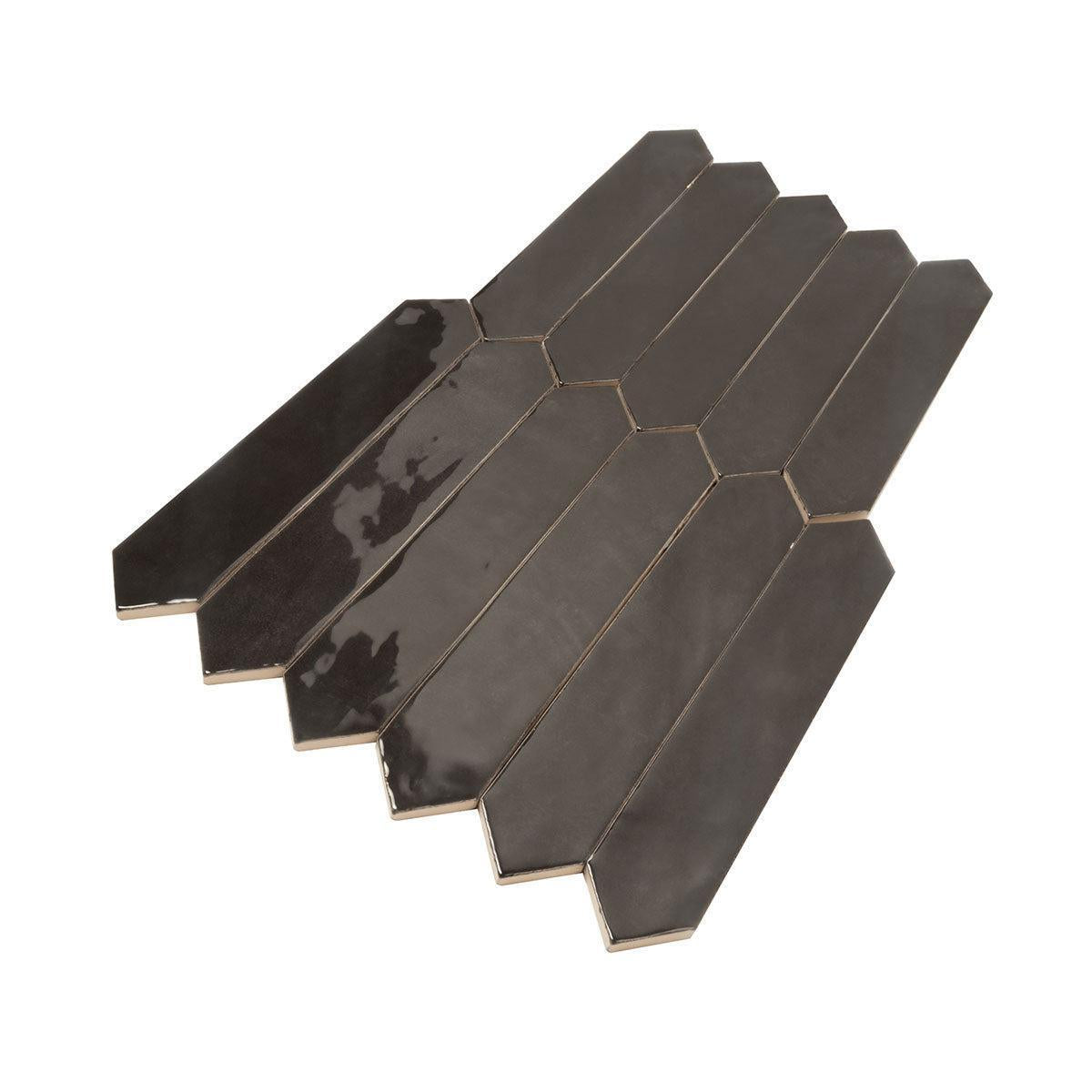 Picchetto Graphite Gloss Ceramic Picket Tile | Tile Club
