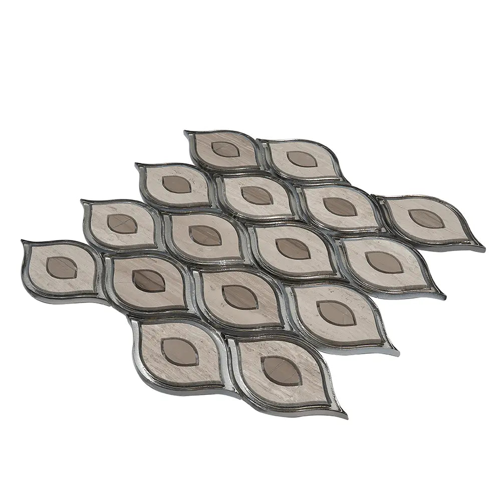 Evil Eye Wooden Beige Marble Mosaic Tile | Tile Club