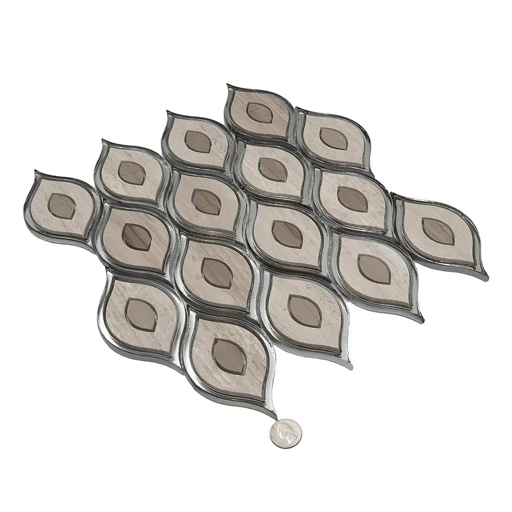 Evil Eye Wooden Beige Marble Mosaic Tile | Tile Club